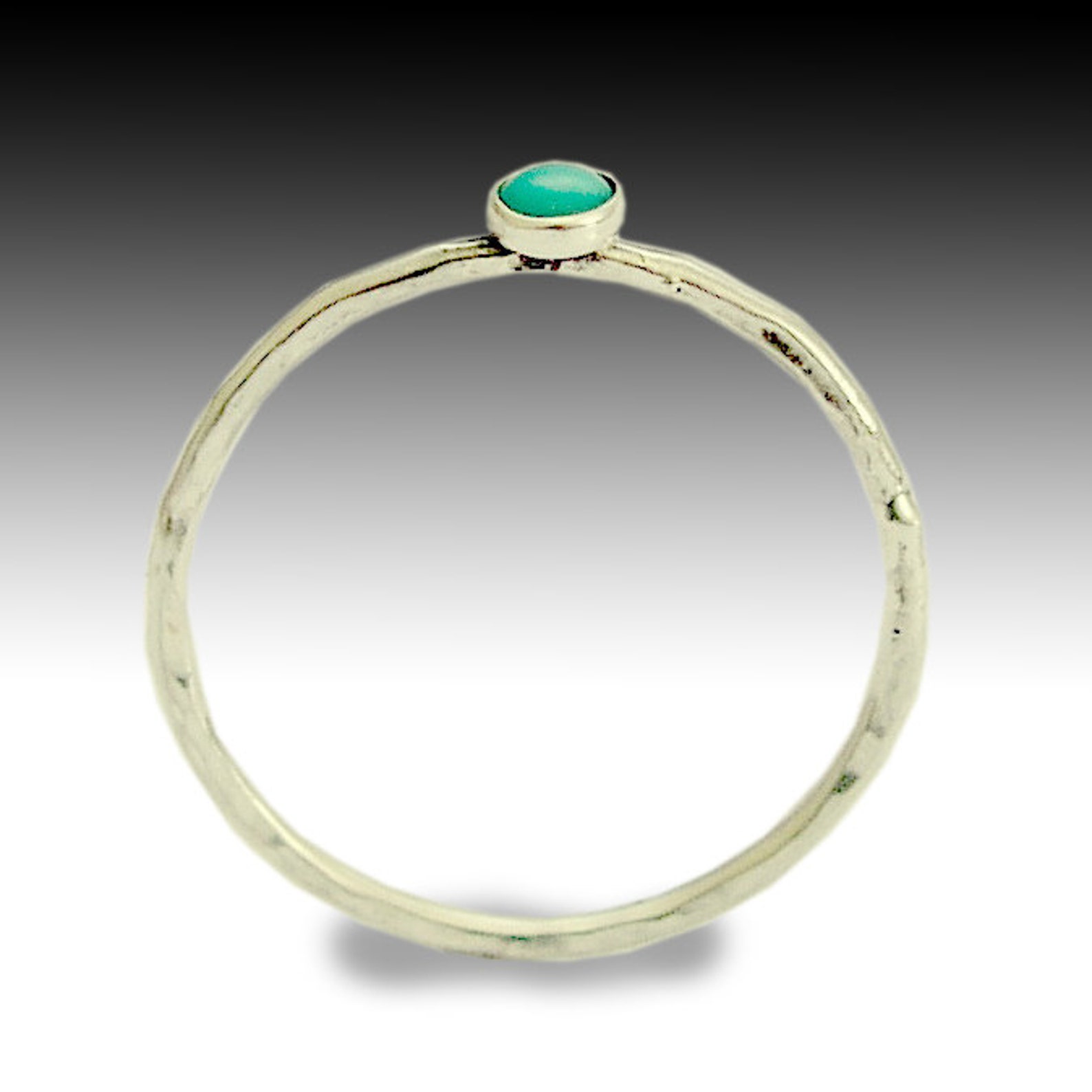 Tiny Stone Sterling Stacking Ring Set - Turquoise main image 1
