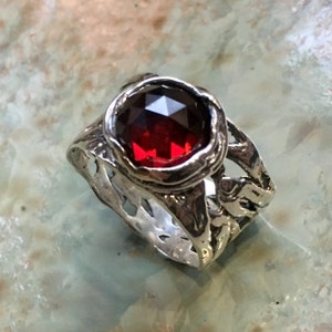 Spiritual Garnet ring Energy balance ring Boho ring Wide ring for her Gift for girlfriend by Impact Galerie Endless love R2153S image 4