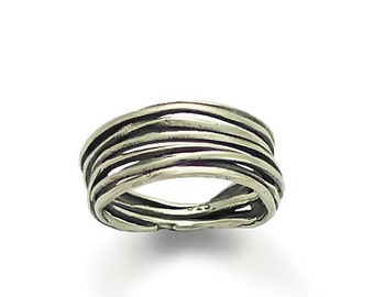 Sterling silver band • Wrap ring • Matching bands • Casual silver band • Karma ring • Zen Jewelry • Biker ring - Live the dream 2 R1512S