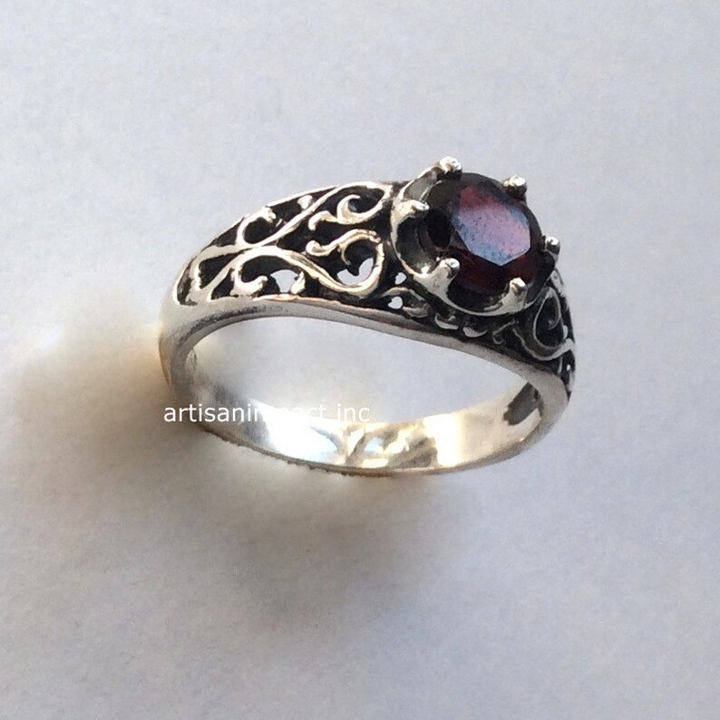 Stunning 14k Yellow Gold January Birthstone Ring With Genuine Garnet - Handcrafted In USA (Size 6) - View #2