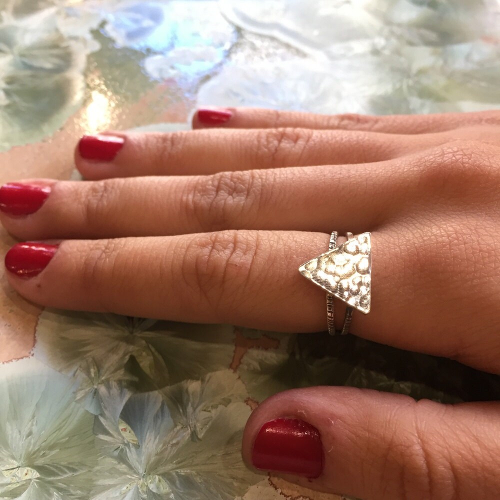 Triangle Ring, Sterling Silver Band, Stacking Band, Stacking Ring ...