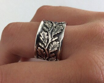 Leaves ring, leaf band, Vine ring, Sterling silver ring, Leaf silver ring, wide silver band, oxidized ring, wedding band - Connected R2093S