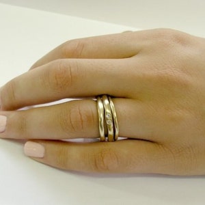 Solid Gold Wedding Band, 14k Yellow Gold ring, Engagement Ring, Diamond engagement ring, Simple Gold Band,bohemian Ring Ensemble. RG1593X image 5