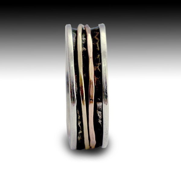 Walk with me - Sterling silver integrated 9K rose and yellow gold UNISEX band.