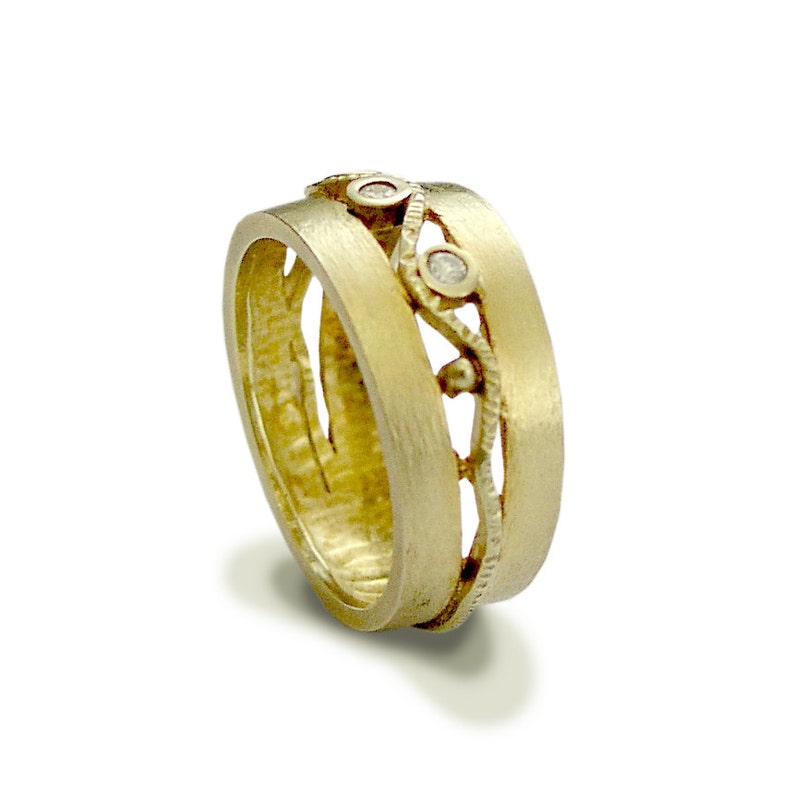 Gold Diamonds Wedding Ring Solid Yellow Gold Ring Diamonds - Etsy