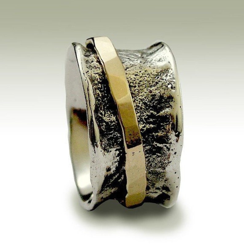Garnet ring, Sterling silver ring, Mens ring, boho gemstone ring, silver gold ring, stone ring, wide band, gemstone band Real R1076C image 4
