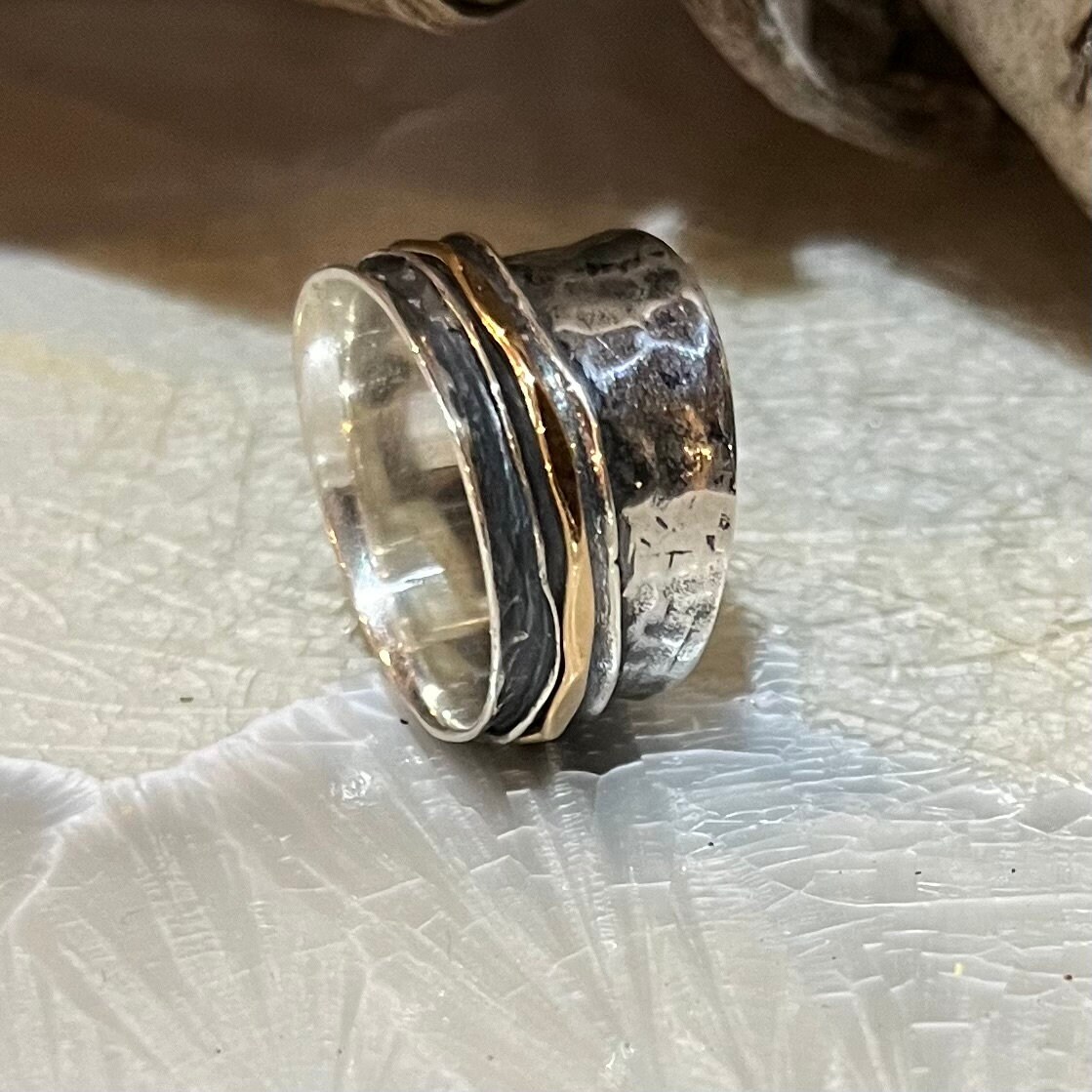 Fede Nuziale Spinner Bicolore In Acciaio Inox – Marimor Jewelry – Larghezza 6 O 8mm - Foto 2