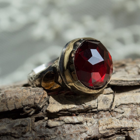Statement garnet ring deals