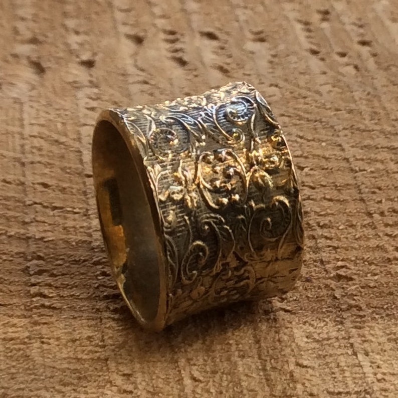 Solid Gold wedding band filigree ring unisex band gold | Etsy