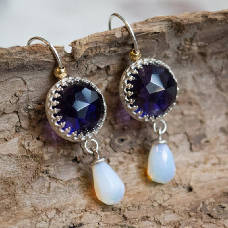 Elle Bronze Drop Earrings in Aqua Apatite