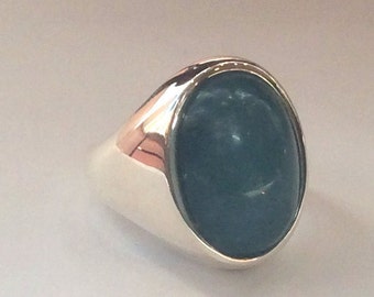 Sterling silver ring, milky aquamarine ring, statement ring, cocktail ring, stone ring, modern ring, casual ring - A spectacular now R2352