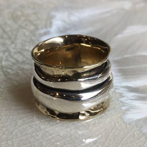 Silver Gold Wedding Band Spinning Ring Boho Ring Modern - Etsy