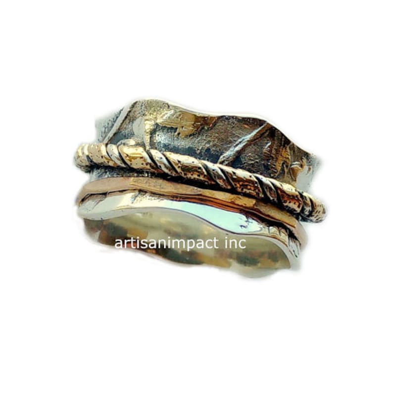 vine band wave band wedding band Silver wedding band botanical statement ring Crossing ways R2092 two tones band silver gold ring