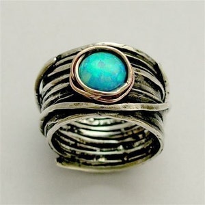 Opal Gemstone ring Graduation gift Silver Rose Gold Ring Wire wrap band Opal jewelry Mother gift Imagine life in peace 2 R1505G image 3