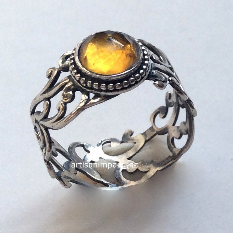 silver stone ring Close to me R2117 birthstone ring stone ring statement ring Citrine Cocktail ring Sterling silver ring wide ring