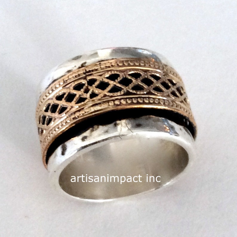 Silberring Alle Größen Handgemachter 925 Sterlingsilber Spinner Ring – Dickes Band, Alle Größen, Vintage Stil Männer Ring Silber