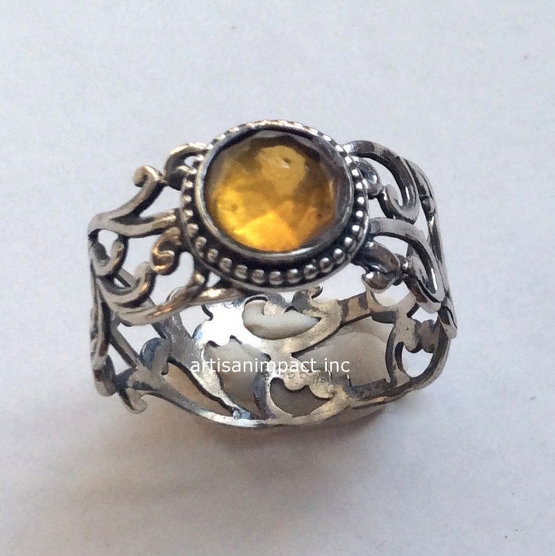 silver stone ring Close to me R2117 birthstone ring stone ring statement ring Citrine Cocktail ring Sterling silver ring wide ring