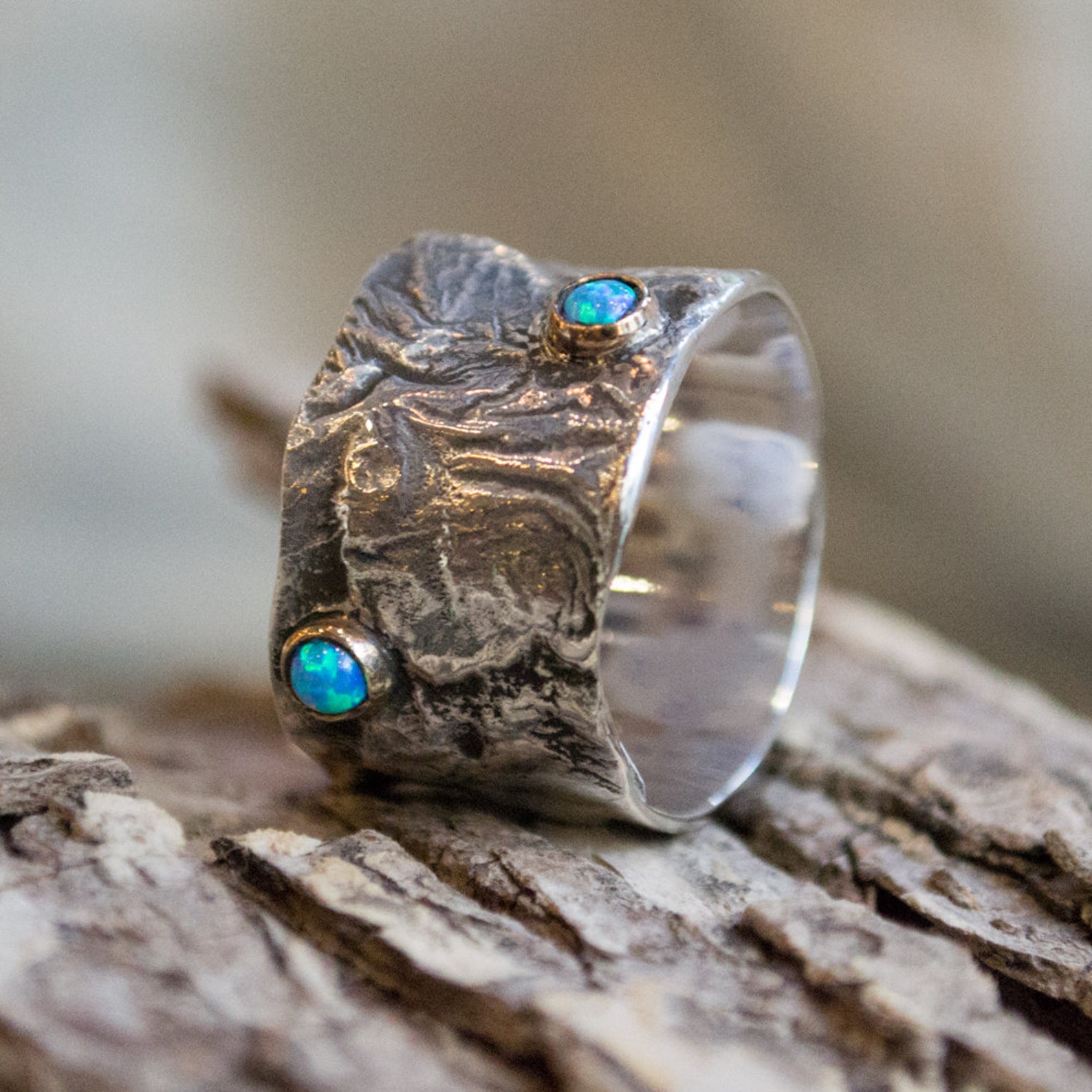 Sterling Silver Ring Wide Ring Etched Ring Unisex Band Etsy