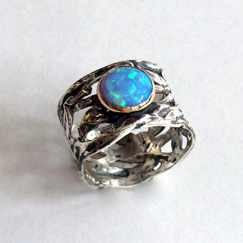 オパール シルバーリング 3ストーン シルバー]ラウンドストーンリング