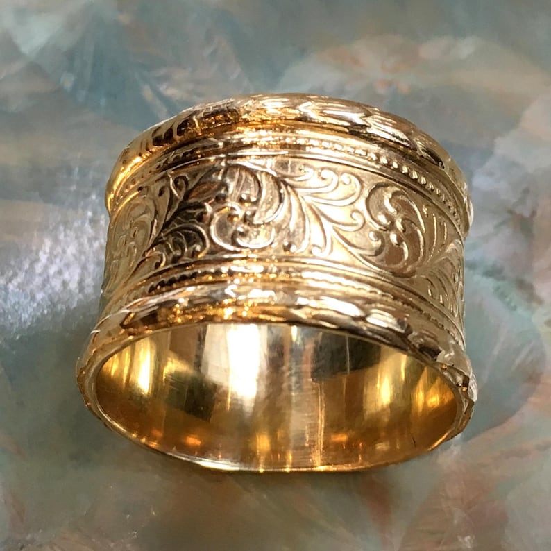 Golden brass band Wide ring Brass ring Unisex wedding band Etsy
