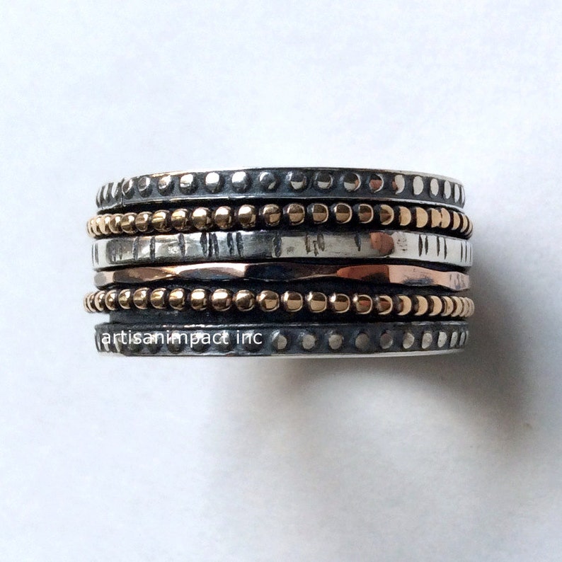 Silver wedding band, meditation ring, boho silver ring, stacking bands, spinner ring, wedding band, unisex ring, unisex band Jazz. R2095 image 2