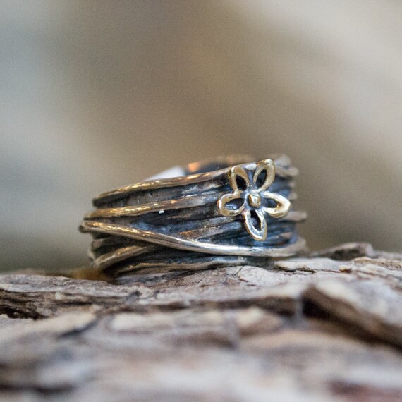 Two Flower Wide Wrap Ring Two Flower Wide Wrap Ring