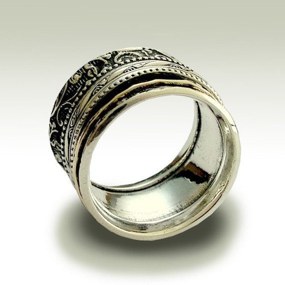 Sterling Silver Multi Pattern Plain Band Spin Ring Sterling Silver Multi Pattern Plain Band Spin Ring