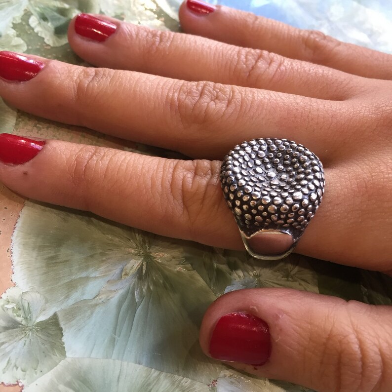 Chunky Silver Ring Dotted Silver Ring Cocktail Ring Big - Etsy