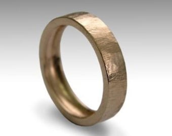 Solid Rose gold ring, unisex band, wedding band, 14K gold ring, rose gold band, textured band, mens band - Walk on the wild side RG1070A