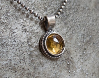 Citrine pendant, Boho necklace, silver necklace, gemstone necklace, simple pendant, little pendant, dainty necklace - Close to me N2007