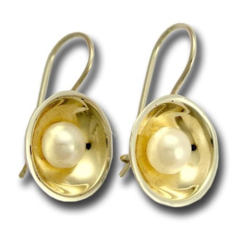 bridal earrings E2081G boho earrings elegant Serenity Pearl earrings Silver wedding earrings silver gold earrings two tone earrings
