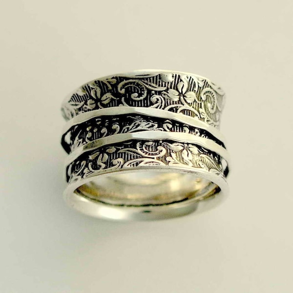 RESERVIERT für AMANDA - Sterling Silber-Band, Silber Ring, Spinner Ring, Meditation Ring, breites Band - ein Weg des Lebens 2