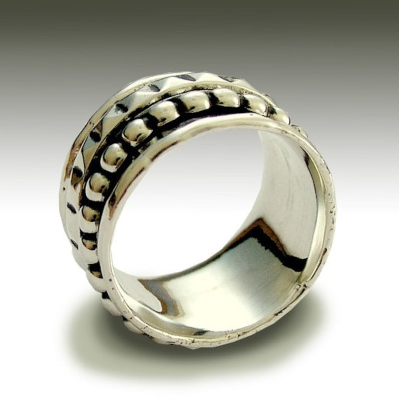 Mens silver ring stacking rings spinner ring wide ring | Etsy