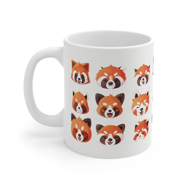 Adorable Red Panda Faces Mug - 21 Expressions of cuteness - 11oz / 15oz