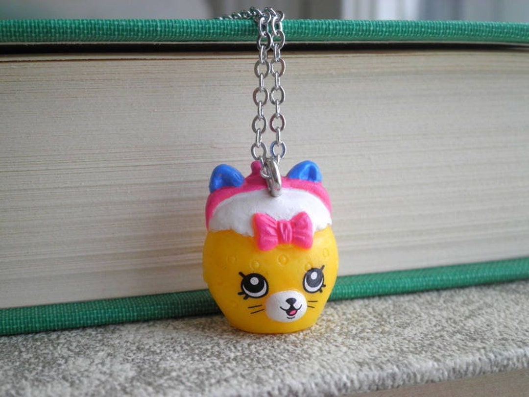 Collar de dijes de gato Shopkins Cat Face Mini Monedero de cadena larga