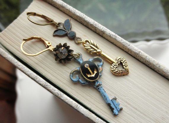 Key dangle earrings clearance
