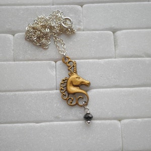 Unicorn Necklace Boho Unicorn Charm Necklace Mixed Metal Layering Jewelry Golden Unicorn Everyday Necklace Gift The Last Unicorn image 4