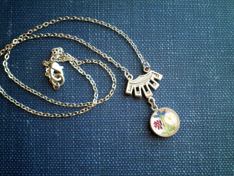 Vintage Corset Necklace with Rose Flower Beads on Silver Chain Unique Gift for Her,Victorian Red Green Corset Floral Pendant Birthday Gift