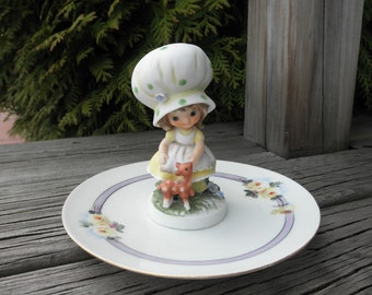 Vintage Holly Hobbie Ring Dish – Upcycled Ceramic Plate Jewelry Holder
