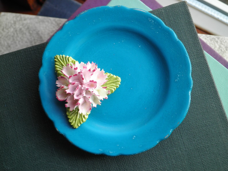 Blue Floral Ring Dish Jewelry / Plate Vintage Porcelain Etsy