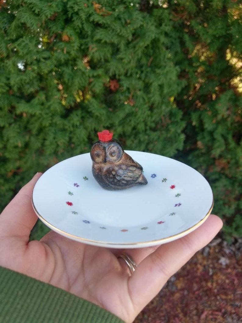 Ring Dishes Floral Ring Plate Jewelry Dish Vintage Owl Ring Dish Woodland Owl Queen Trinket Plate Forest Animal Jewelry Storage Home Decor Gift Home Living