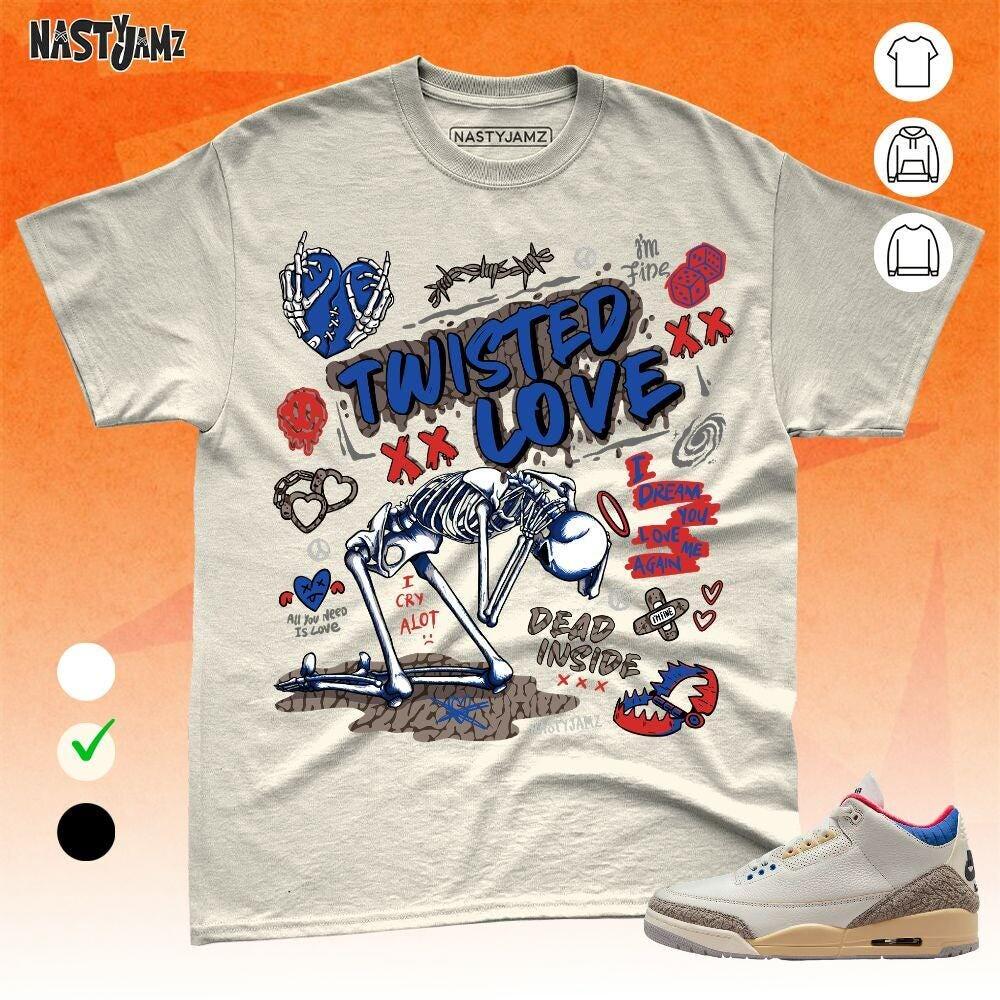 AJ 3 Seoul 2.0 Twisted Love Natural Blue Red Unisex T-Shirt, Sweatshirt, Hoodie, Bella Canvas Shirt