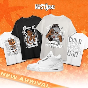 Camisa AJ 3 Pure Money plateada, blanca y negra a juego: regalo de la nueva colección para amantes de las zapatillas, ropa urbana - Camisa Bella Canvas