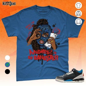 AJ 3 Rare Air Kindness Gangster Queen Blue Red Unisex Shirt Match Sneaker, Bella Canvas Shirt