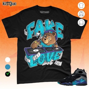 AJ 8 Aqua BER Broken Beats Blue Black Unisex Shirt Match Sneaker - Bella Canvas Shirt