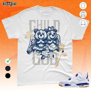 AJ 4 Navy Kind Gottes BER Blau Gelb Weiß Unisex Shirt Match Sneaker, Bella Canvas Shirt