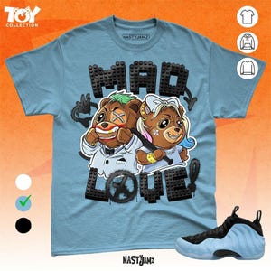 Air Foamposite Psychic Blue BER Mad Love Blue Black Unisex Shirt Match Sneaker - Toy Collection - Bella Canvas Shirt