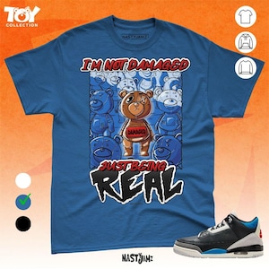 AJ 3 Rare Air BER Damaged But Real Blue Red Black Unisex Shirt Match Sneaker - Toy Collection - Bella Canvas Shirt