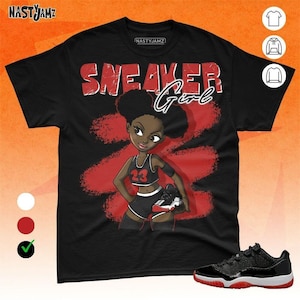 Camiseta unisex AJ 11 Low Bred Black Sneaker Girl, sudadera, sudadera con capucha y camisa de lona Bella.