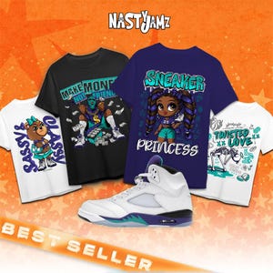 AJ 5 Grape Team Navy Purple White Unisex Shirt Match Sneaker, Jordan Tee Collection, Graphic Tee- Bella Canvas Shirt